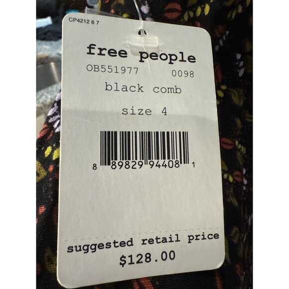 Free People Meet Virginia V-Neck Romper in Black Combo Size 4, New With Tags - Picture 8 of 10